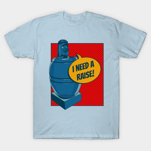 Comic-Style Barrel Man: Humorous 'I Need a Raise!' T-Shirt by Bear World Industries